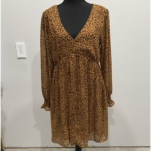 NWT Kori Leopard long sleeve dress Size Small
